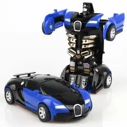 Carro robô educativo inteligente automático de transformação plástica com deformação de uma tecla para crianças