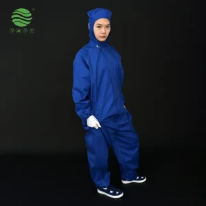 Jsjm1022-3 Mono azul oscuro con rayas de la industria de semiconductores, ropa de seguridad antiestática ESD