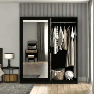 Bedroom Wardrobe Closet Cabinet Modern Mirror Door Steel Wardrobe Locker Pattern Printing Steel Wardrobe Steel Clothes Wardrobe