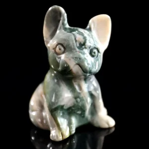 2 Inch Wholesale Halloween Crystal Carvings Natural Jiulong Jade Crystal Dog Figurine