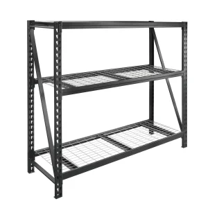 Steel 3-Tier Storage Shelf Unit 72-Inch-H X 77-Inch-W X 24-Inch-D, 6000lb Total Capacity, Black