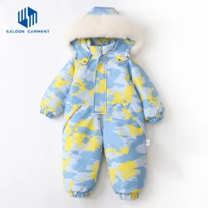 Traje de esquí personalizado para bebés, mono para niños, traje de gateo, mameluco de invierno grueso y cálido, ropa acolchada de algodón para bebés