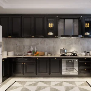 Contemporary Modular Kitchen Unit with Integrated Microwave Storage Aluminum Kitchen Kitchen Units