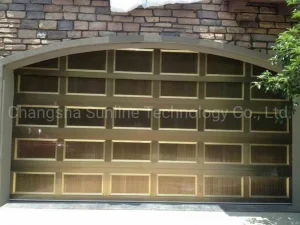 China Auto Automatic 3*3m Imitation Copper&amp; Wood Grain All Aluminum Alloy Sectional Garage Door