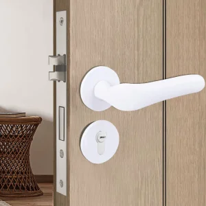 Door Hardware White Lock Hardware High Quality Zinc Alloy Door Handle Glass Door Lock