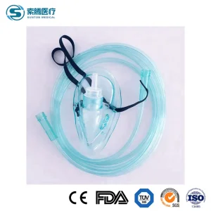 Fornecedor de Máscara Laríngea de PVC Sunton China Máscara Facial de Oxigênio para Adultos Bocal de Concentração Cue Cirúrgico Aprovado pelo ISO 200cm Comprimento Único Estéril Máscara de Oxigênio Barata