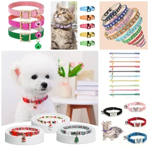 Christmas PU Leather Pet Collar