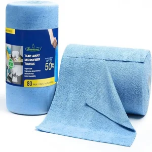 Brighthomey Tear Away Microfiber Towels Roll Reusable and Washable Rags Cleaning Cloth