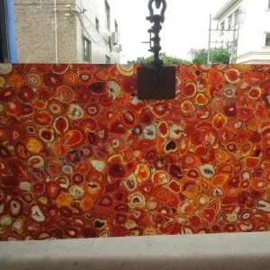 Semi Precious Stone Large Format Translucent Red Agate Onyx Stone Slab