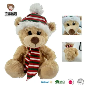 Christmas Hat Teddy Bear Stuffed Animal Plush Toys Party Birthday Holiday Gift