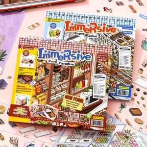 SIMNO Immersive Interactive StorageSupermarket &amp; Food Themed Scene StickersPuzzle Activity Kit for DIY Lovers