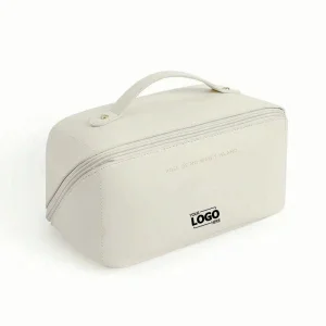 Custom Large Portable Makeup Bag - Travel Cosmetic Bag Opens Flat for Women &amp; Girls - Zipper Makeup Pouch