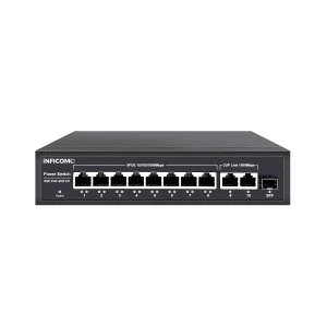Full Gigabit 10/100/1000Mbps Network Switch 120W High Power Fiber 8 Ports PoE Switch for IP CCTV Inficomo RD-G08P21U120 22Gbps