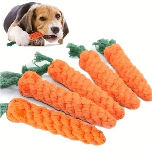 Playpal Interactive Dog Toy Durable Carrot Shaped With Tassel Tear Resistant Tug Of War Chew Toy Linen Material For Medium Dogs