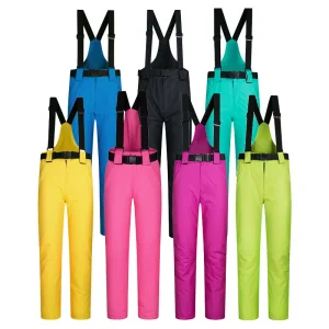 Womens Insulated Waterproof Windproof Fleece Slim Cargo Snow Ski Hiking Pants
