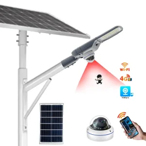 100W Integrated Street Light WiFi Security Camera Supports Voice Chat PIR Motion Sensor IP65 Courtyard Solar Street Light