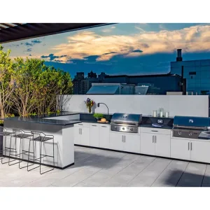 Casa Villa Residencial 304 Gabinete de Cocina Modular de Acero Inoxidable Diseño Personalizado Cocina Exterior Moderna Gabinetes de BBQ