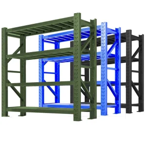 Adjustable 4-Layer Steel Stacking Frame Boltless Plug-In Warehouse Storage Shelves with Electrostatic Powder Coating