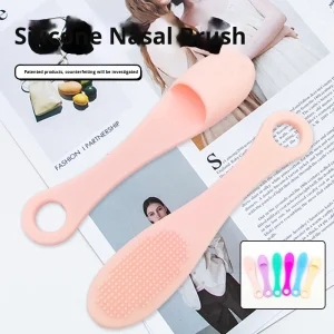 Custom Logo Exfoliating Lip Brush Nose Cleaning Brush Double Side Soft Silicone Lip Scrub Tool &amp; Nose Blackhead Remove Brush