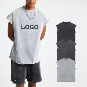 Wholesale T Shirts Wash Vintage Graphic Tee Washed Acid Heavyweight Boxy Cotton Oversized Cropped Custom Plain Tank Top Men Casual Sleeveless T Shirt
