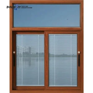 Fabricante de Ventanas y Puertas Deslizables de Aluminio con Persianas de Aluminio y Vidrio Esmerilado Fijo