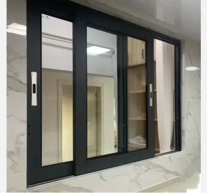 Custom Modern Black Aluminum Frame Sliding Window Double Glazed Glass Stainless Steel Screen Durable Custom Window Design