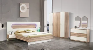 Diseño de Muebles Chinos Muebles para el Hogar Conjunto de Dormitorio Rey de Madera con Luces LED