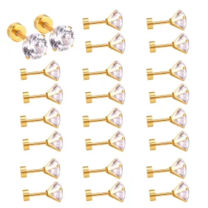 Hypoallergenic 18K Gold-Plated Stainless Steel Kid's Earrings 7mm Zircon Stud Earrings