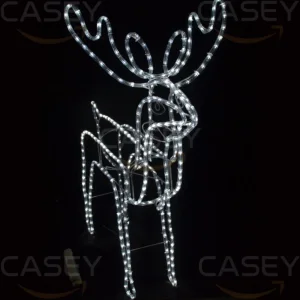 Conjunto de Família de Veados Grandes para Decoração de Natal ao Ar Livre com Luzes LED, Ornamentos de Férias Dourados Brilhantes, Decoração de Jardim para Casa, Gramado e Frente da Casa