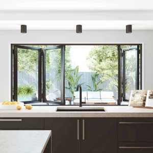 Ventana y puerta corrediza plegable de cortina, acristalamiento de terraza, ventanas de aluminio a prueba de sonido y puertas corredizas, gran ventana de vidrio para balcón