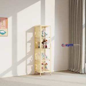 Seamless Dust-sealed Glass Display Cabinet, Heavy Duty Metal Frame Anime Figure Showcase for High End Collections
