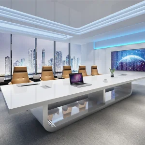 Customized High Gloss White Conference Table
