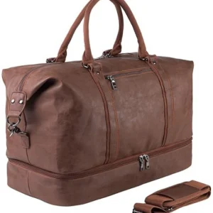 Overnight Travel Duffel Bag Canvas Leather Oversized Weekend Travel Bag Large Carry-on Bag for Men and Women