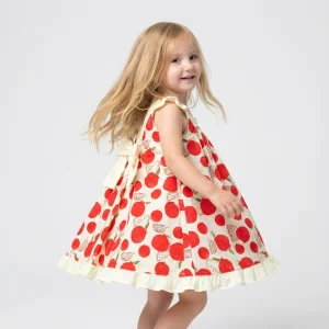 Hot Sale Summer Chic ODM Service Girls' Princess Dress With Flower Bow 100% Cotton For Kids