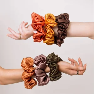19/22/30MM Custom logo Silk Hair Accessories Soild Color 100% Pure Mulberry Silk Hair Scrunchies 4cm Silk Hair Tie OEM/ODM