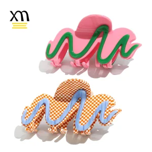 XinMei Pince Cheveux Pink Hair Claw Clips Custom Acetate Wave Hair Clips Cookie Designs Korean Clutches For Women Hair Hairclaw