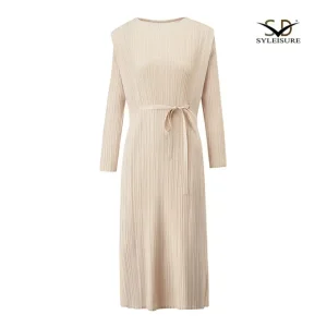 ODM Women's Pleated Long - Sleeve Midi Dress Suppliers, Exporter