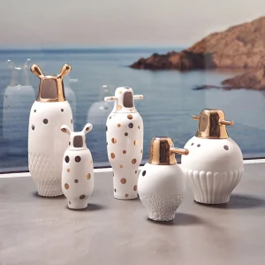 High-Quality Jaime Hayon Barcelona Design Show Time Jar Gold 10anniversary Model Home Decoration Ceramic Floral Ornaments