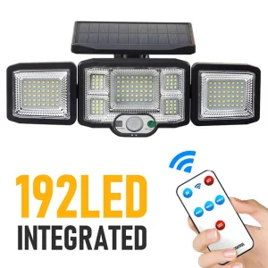 3 Head Adjustable 192 LED Wide Angle Indoor House Solar Panel Security Power Motion Sensor Wall Flood Lights Outdoor for Garden