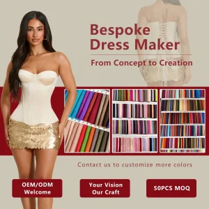 OEM ODM Custom Strapless Corset Top Big Sequin Mini Skirt 2 Piece Set Women Back Lace up Party Outfit Private Label 50PCS MOQ