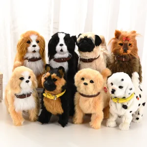 Walking Plush Puppy Toy with Barking Sound Wagging Tail &amp; Music Interactive Sensor-Activated Electric Stuffed Dog for Kids Pet