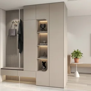 High Capacity Wood Modern Shoe Rack Cabinet Durable Living Room Entryway Storage Organizer