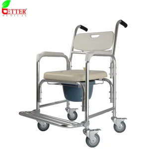 Mobility Products Three-in-One Aluminum Shower Commde Chair with Wheels