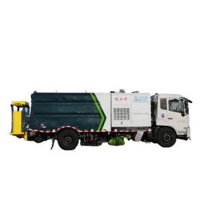 Compact Washing and Sweeping Vehicle with Rear Mounted Anti Collision Buffer for Narrow Street Cleaning and Safety