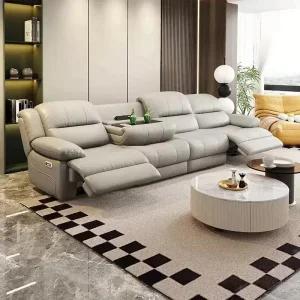FZT Leather Electrical 1-4 Seater Swivel Recliner Sofa with USB Charging Port Wall Free Design for Space Saving Comfort