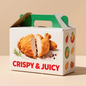 Custom Printed Design Food Grade Handle House Shaped Corrugated Cardboard Packaging Paper Box Fried Chicken Boxes