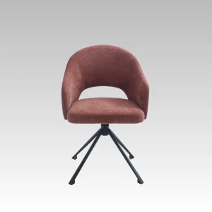 Wholesale Nordic Modern Minimalist Upholstered Diningroom Hotel Restaurant Villa Metal Leg Revolving Swivel Dining Chair