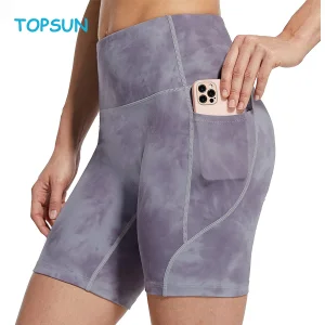Women′ S 8" / 7" / 5" High Waist Biker Shorts Yoga Workout Running Compression Exercise Shorts Side Pockets