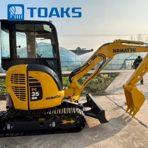 Usado Original Japón usado Komatsu PC35 Excavadora 3.5t Mini Excavadora de Cola Cero con Marcado CE Brazo Oscilante Orugas Retráctiles Enganche Rápido Circuito Auxiliar de Martillo