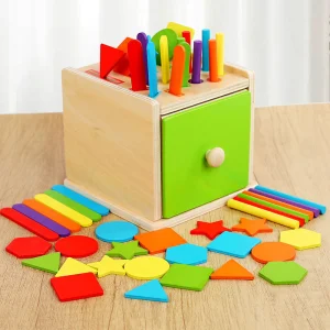 Montessori Wooden Puzzle Toy Color Sorting Coin Box